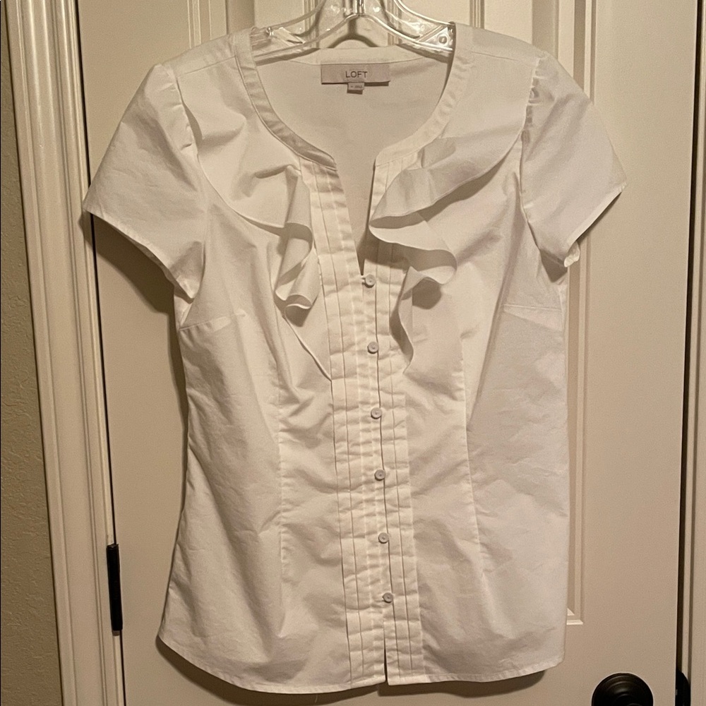 LOFT Women's White Button-Down Shirt